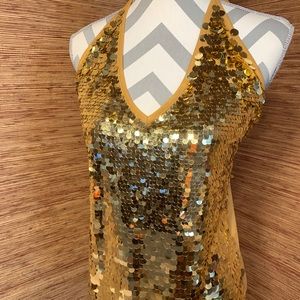 Gold sequin halter top